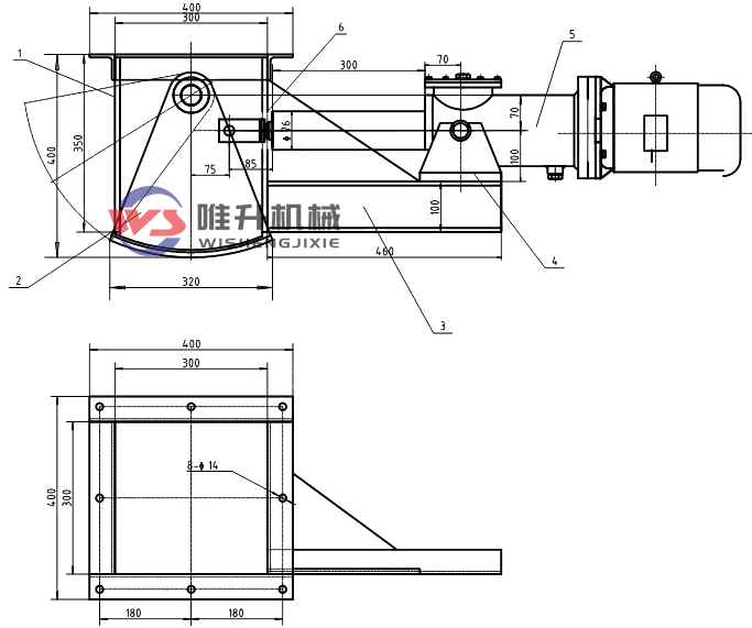 DSZ-30A電液動(dòng)扇形閘門(mén)外形圖紙